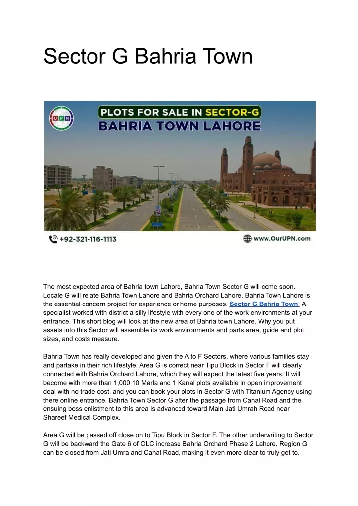 sector g bahria town