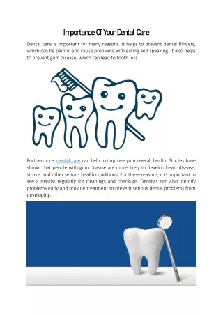 Importance Of Your Dental Care