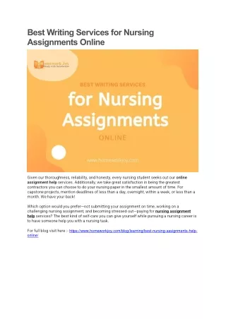 best writing services for nursing assignments
