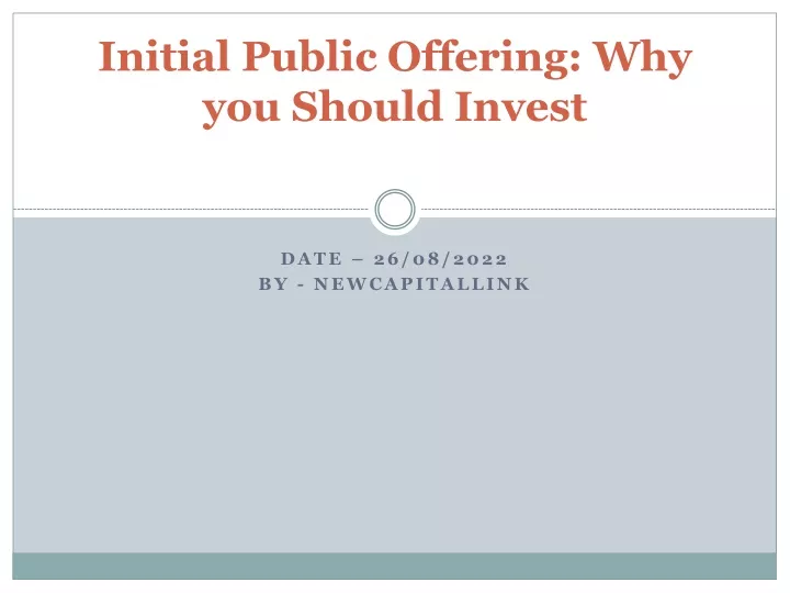 initial public offering why you should invest