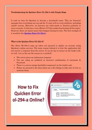 Troubleshooting the Quicken Error OL-294-A with Simple Steps