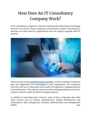 How Does An IT Consultancy Company Work?