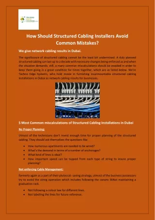 how should structured cabling installers avoid