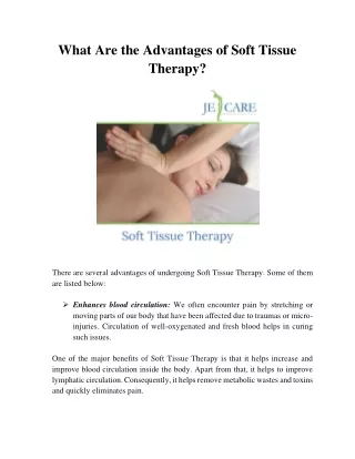 What Are the Advantages of Soft Tissue Therapy?