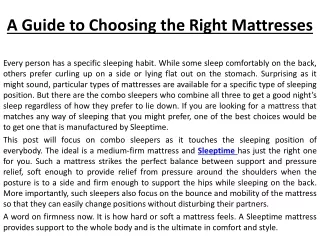 A Guide to Choosing the Right Mattresses