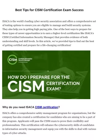 Best Tips For CISM Certification Exam Success