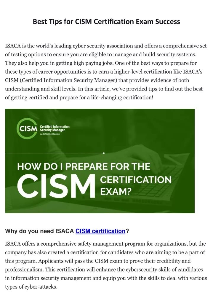 best tips for cism certification exam success