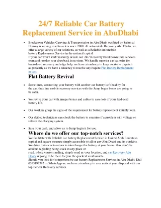 247 Reliable Car Battery Replacement Services Abu Dhabi