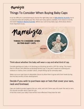 Things To Consider When Buying Baby Caps For Baby Beanies Australia