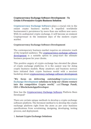 cryptocurrency exchange software development