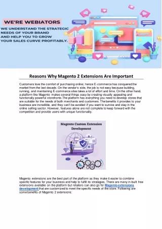 reasons why magento 2 extensions are important