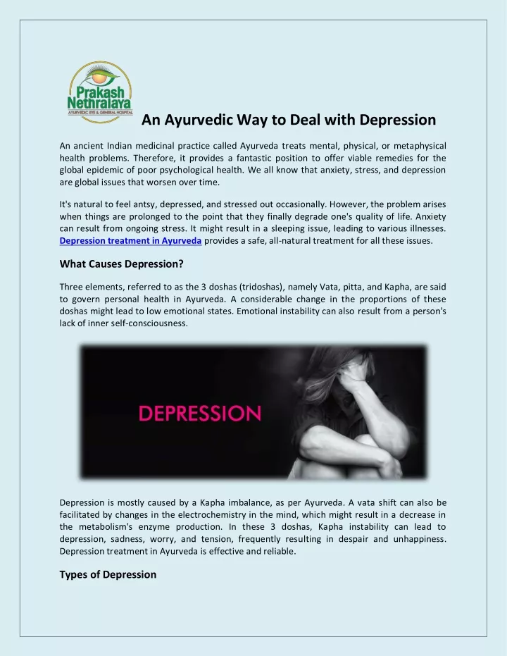 an ayurvedic way to deal with depression