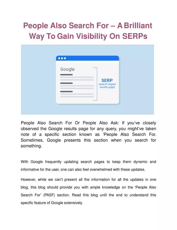 people also search for a brilliant way to gain visibility on serps