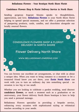 Condolence Flowers Shop and Florist Delivery in North Shore