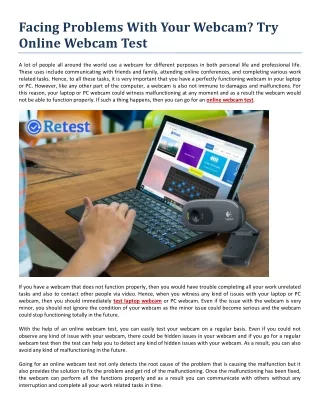 facing problems with your webcam try online