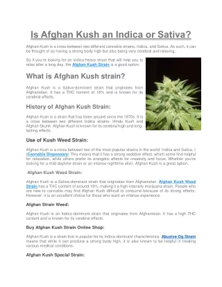 Is Afghan Kush an Indica or Sativ1