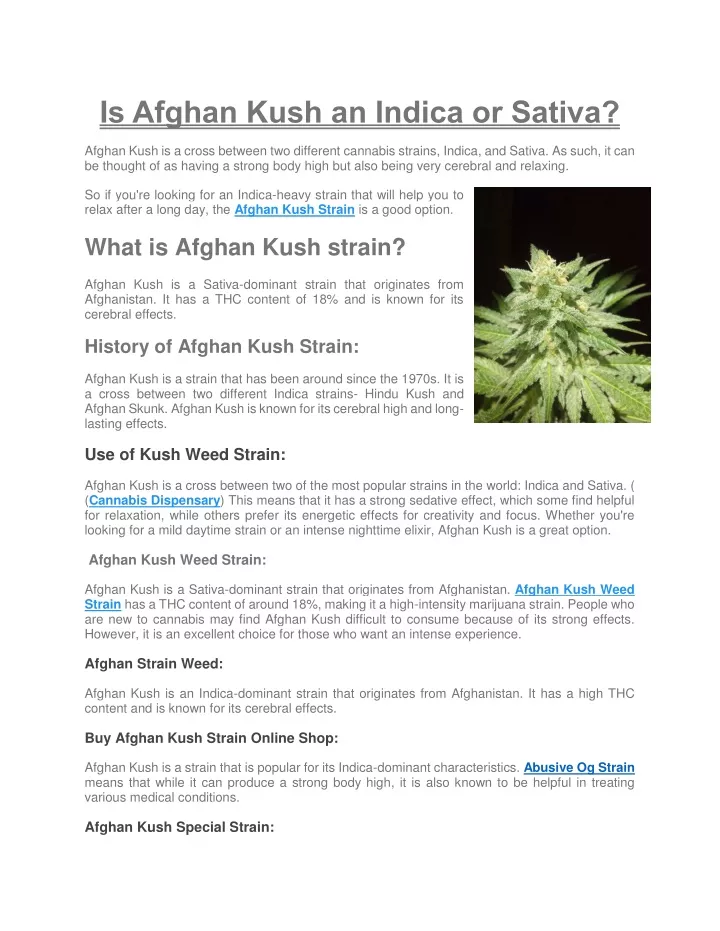 is afghan kush an indica or sativa