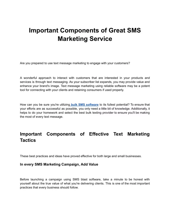 important components of great sms marketing
