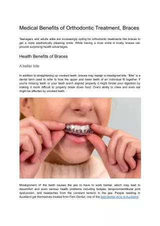 Medical Benefits of Orthodontic Treatment, Braces