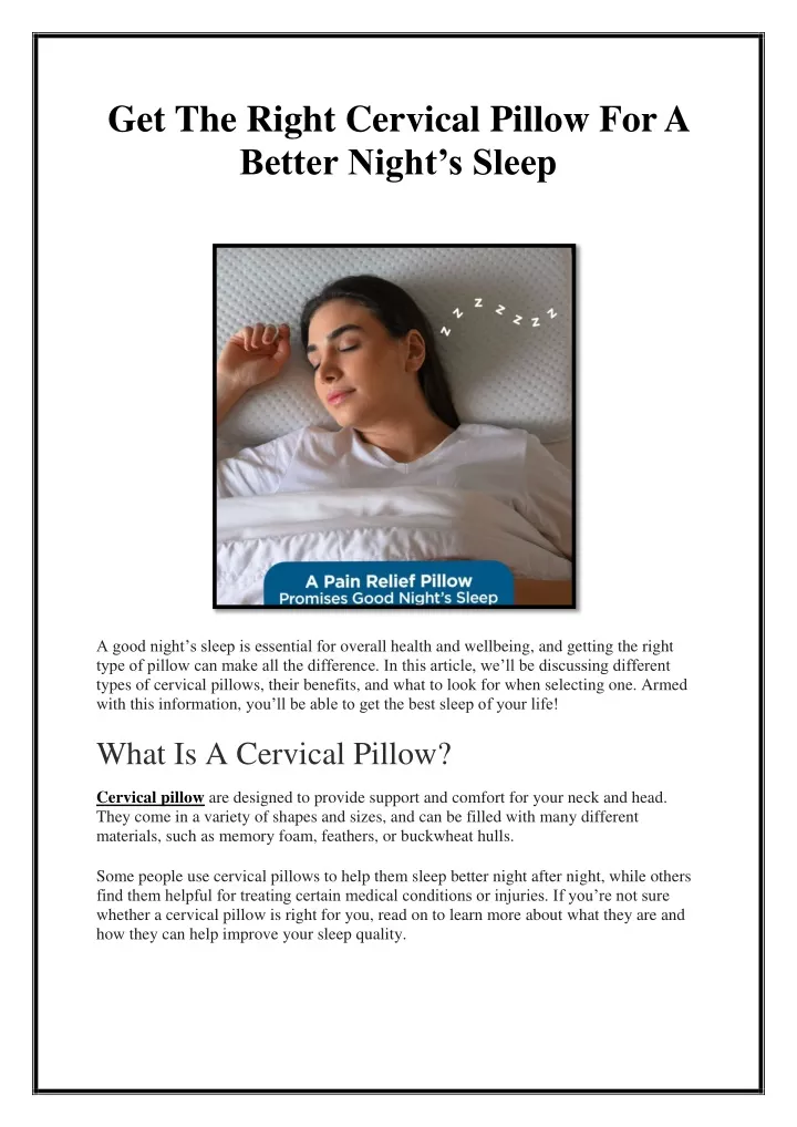 get the right cervical pillow for a better night