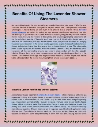 Benefits Of Using The Lavender Shower Steamers