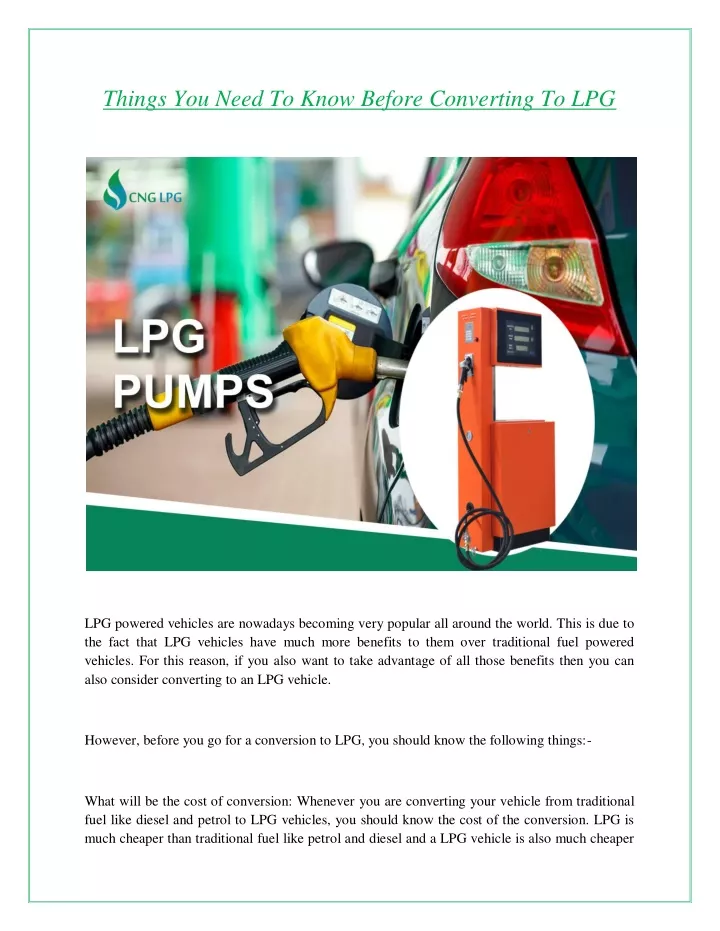 things you need to know before converting to lpg