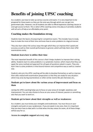 benefits of joining upsc coaching