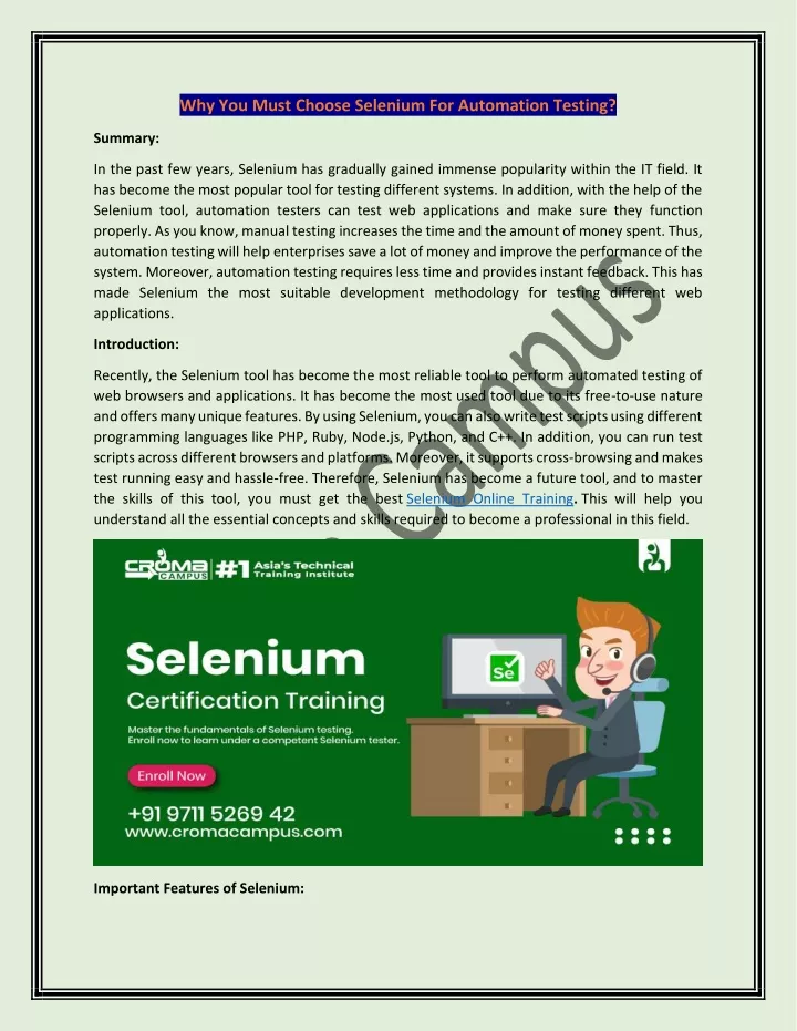 why you must choose selenium for automation