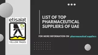 Get the list of leading pharmaceutical suppliers in UAE.