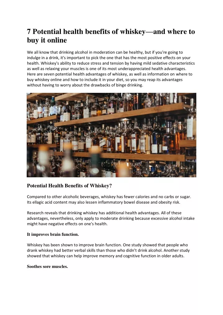 7 potential health benefits of whiskey and where