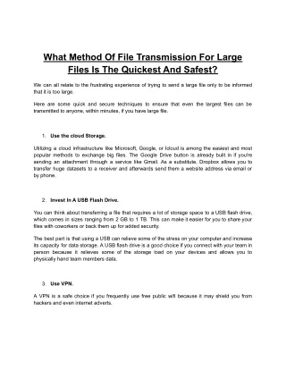 What Method Of File Transmission For Large Files Is The Quickest And Safest