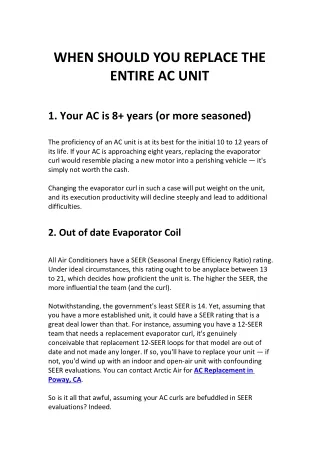 WHEN SHOULD YOU REPLACE THE ENTIRE AC UNIT