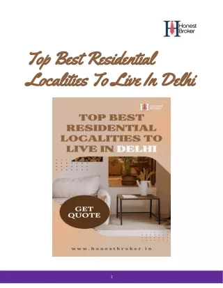 Top Best Residential Localities To Live In Delhi - HonestBroker