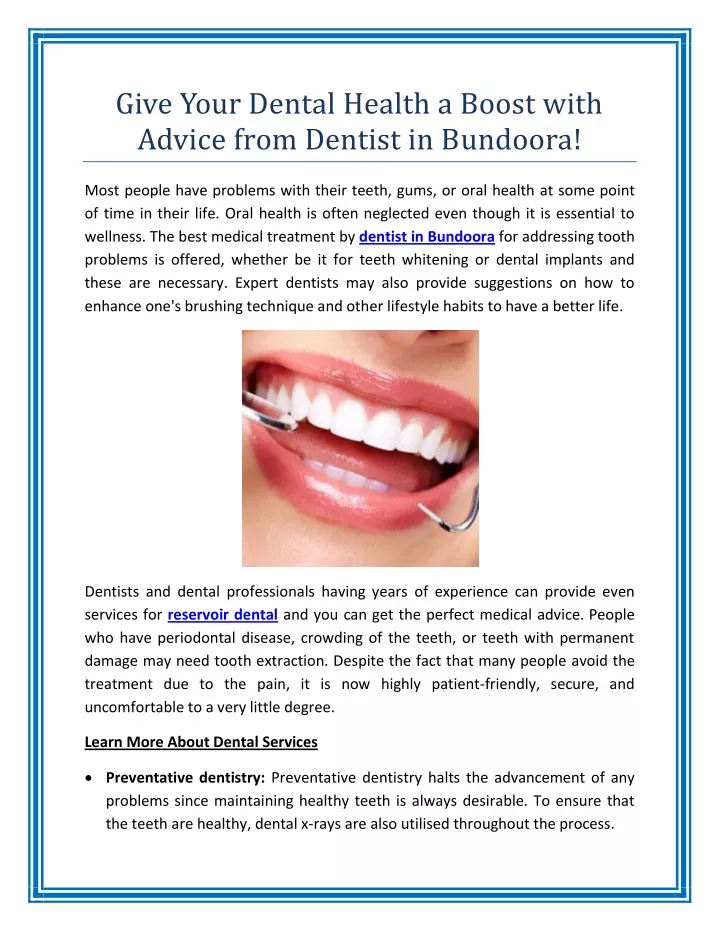 give your dental health a boost with advice from