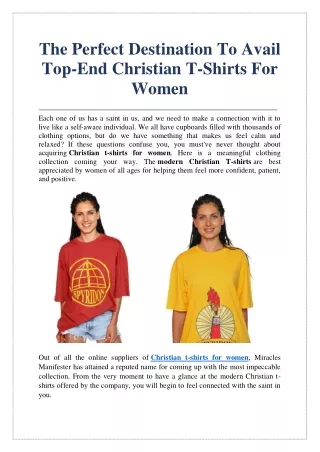 The Perfect Destination To Avail Top-End Christian T-Shirts For Women