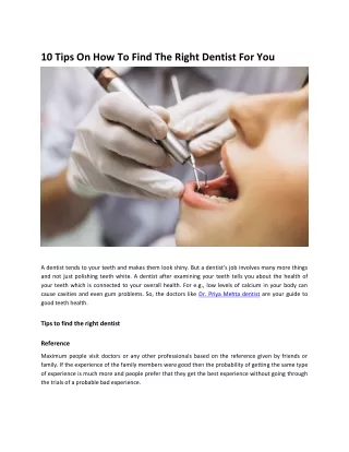 10 Tips On How To Find The Right Dentist For You