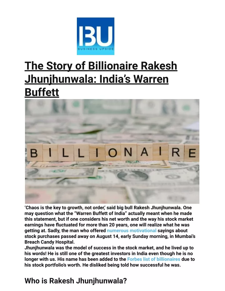the story of billionaire rakesh jhunjhunwala