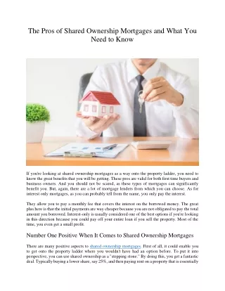 the pros of shared ownership mortgages and what