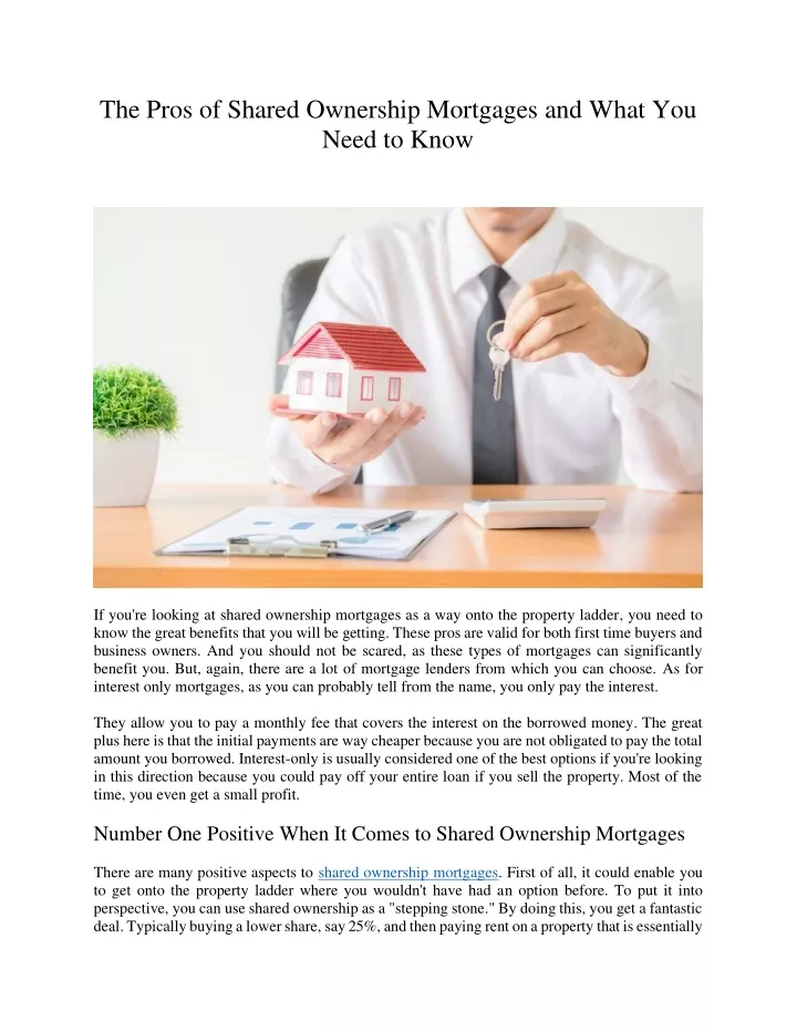 the pros of shared ownership mortgages and what