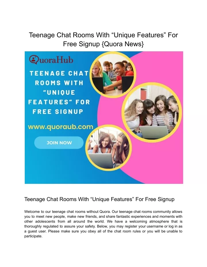 teenage chat rooms with unique features for free