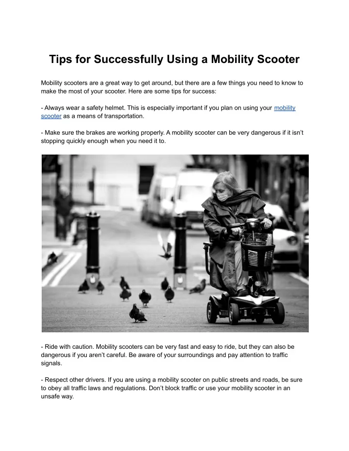 tips for successfully using a mobility scooter