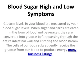 blood sugar high and low symptoms