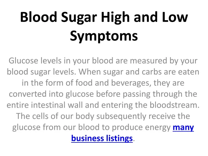 blood sugar high and low symptoms
