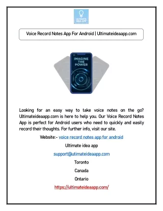 Voice Record Notes App For Android | Ultimateideaapp.com
