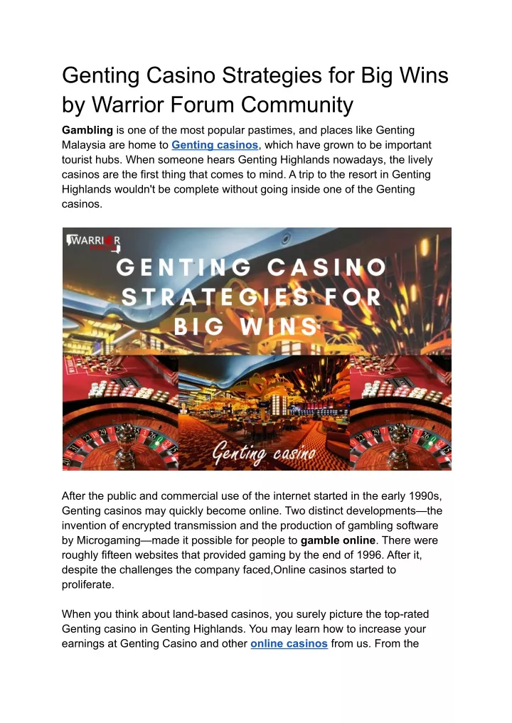 genting casino strategies for big wins by warrior