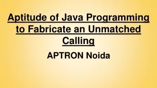 Aptitude of Java Programming to Fabricate an Unmatched Calling
