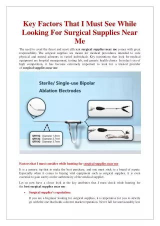 Key Factors That I Must See While Looking For Surgical Supplies Near Me