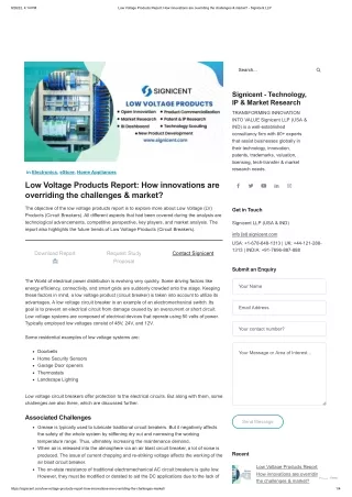 Low Voltage Products Report_ How innovations are overriding the challenges & market_ - Signicent LLP