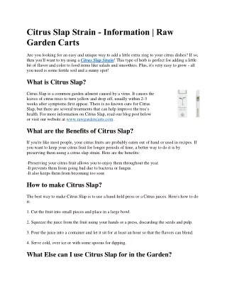 Citrus Slap Strain - Information | Raw Garden Carts