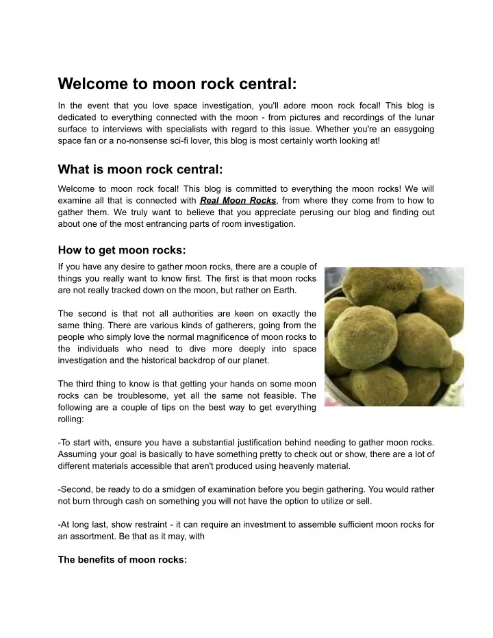 welcome to moon rock central
